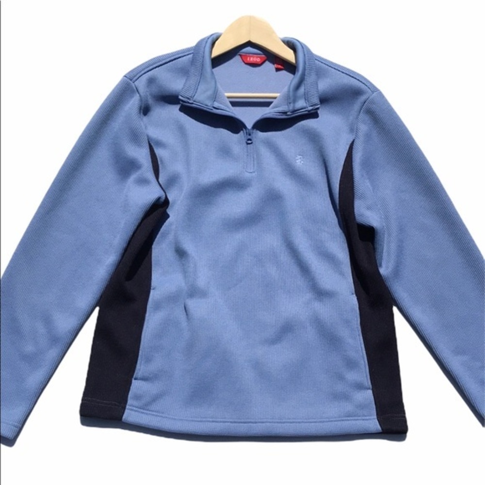 IZOD Mens Blue 1/4 Zip Fleece Lined Pullover M
